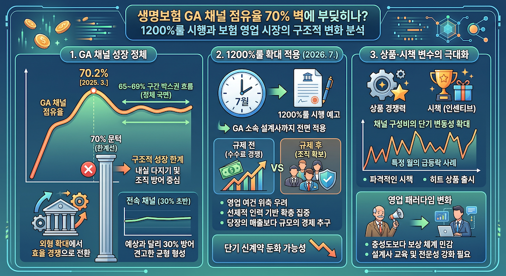생명보험 GA 채널 점유율 70% 벽에 부딪히나