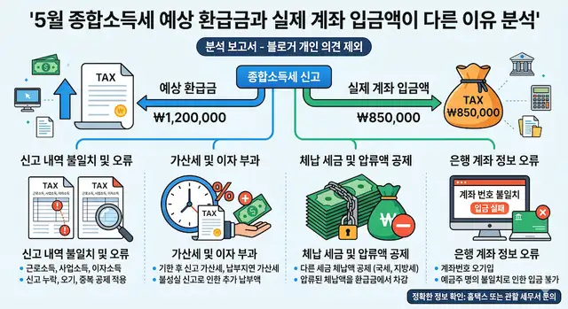 5월 종합소득세 예상 환급금과 실제 계좌 입금액이 다른 이유