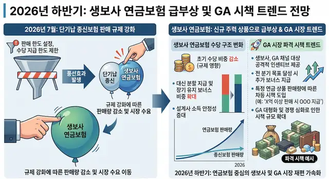 2026년 하반기 단기납 종신 규제 풍선효과로 급부상한 생보사 연금보험의 수당 구조와 GA 시장의 파격 시책 트렌드 전망