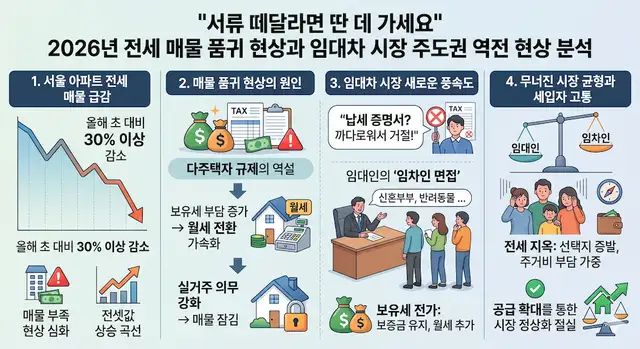 2026년 전세 매물 품귀 현상과 임대차 시장 주도권 역전 현상 분석