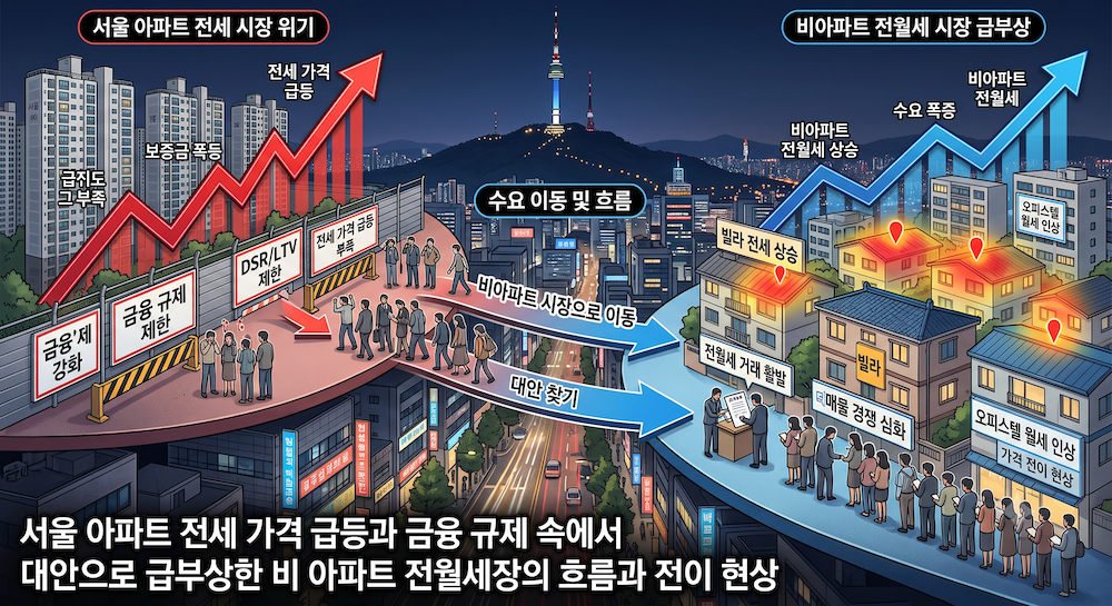 서울 아파트 전세 가격 급등과 금융 규제 속에서 대안으로 급부상한 비아파트 전월세 시장