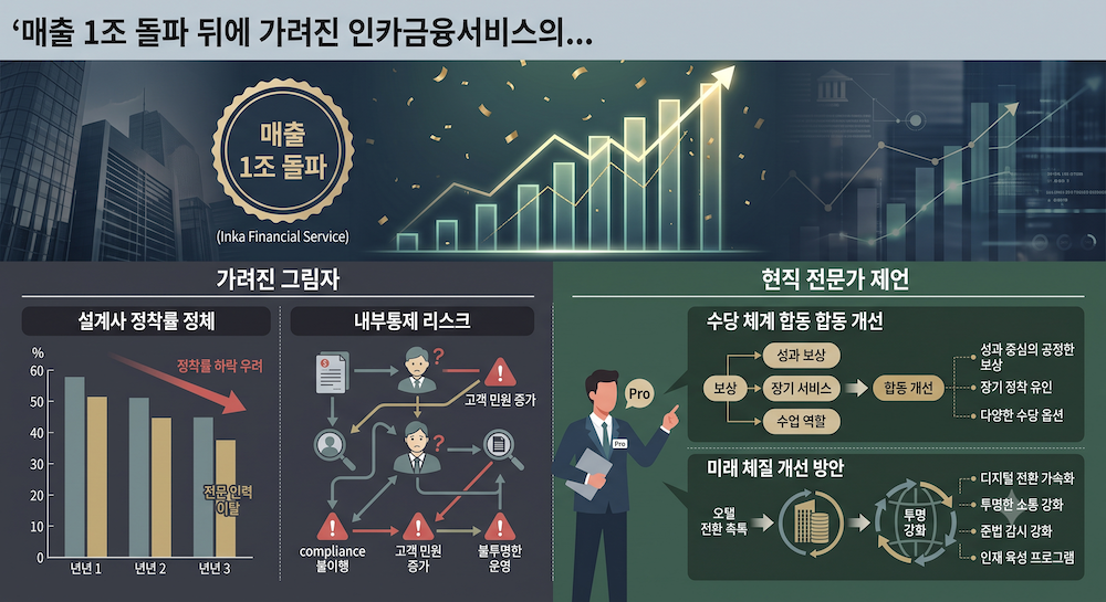 매출 1조 돌파 뒤에 가려진 인카금융서비스의 설계사 정착률 정체