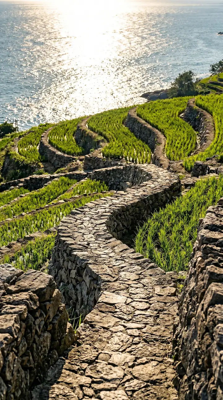 수직 구도의 리딩 라인과 바다