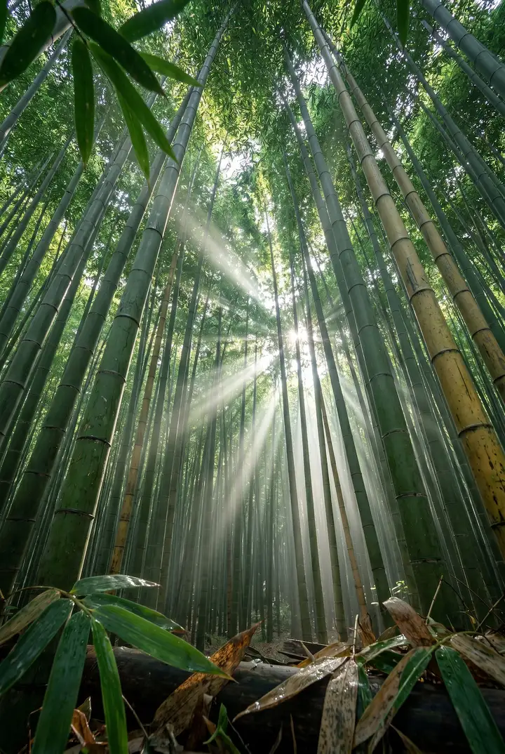 담양 죽녹원의 녹색 터널과 빛내림
