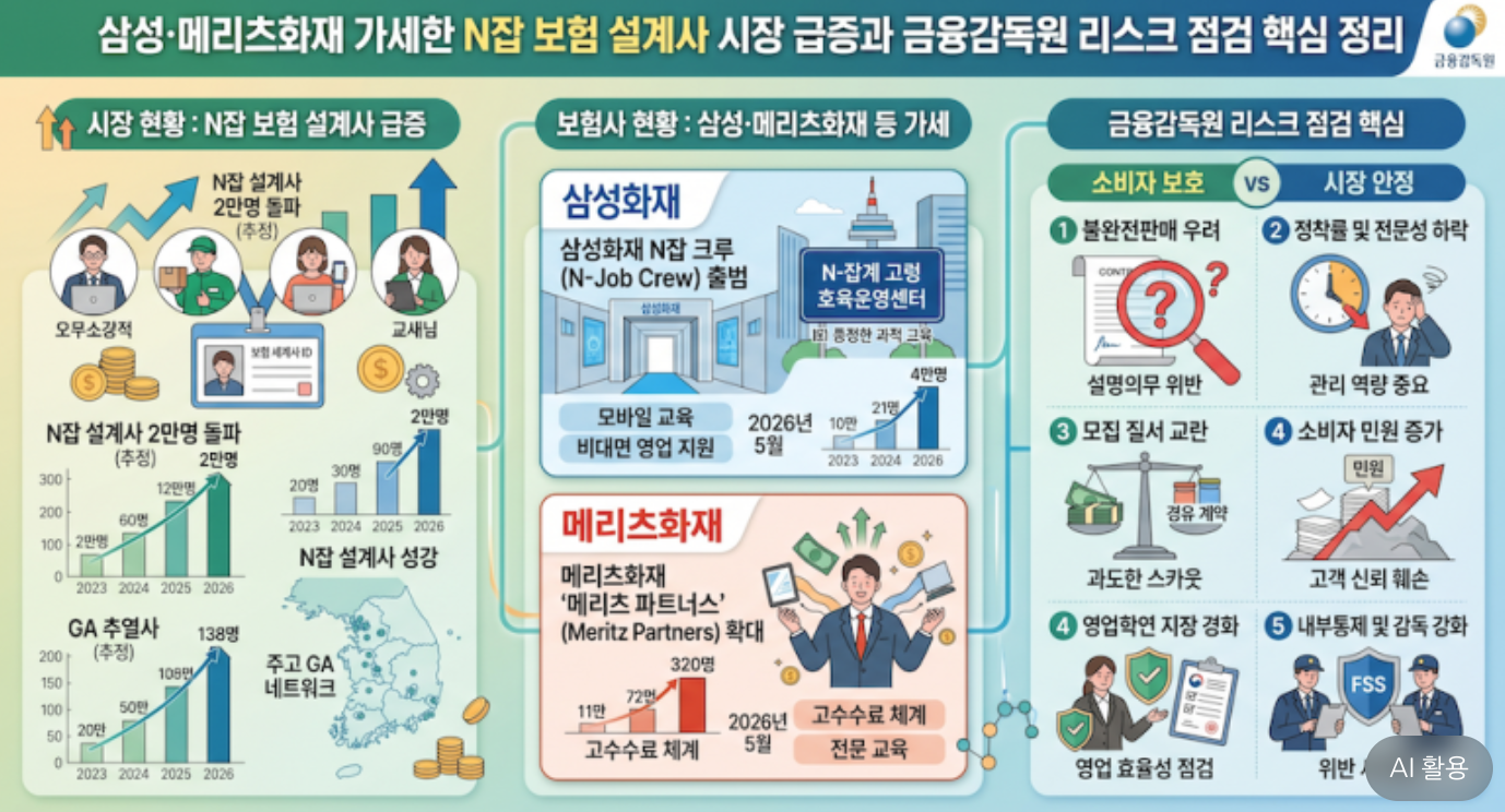 삼성·메리츠화재 가세한 N잡 보험 설계사 시장 급증