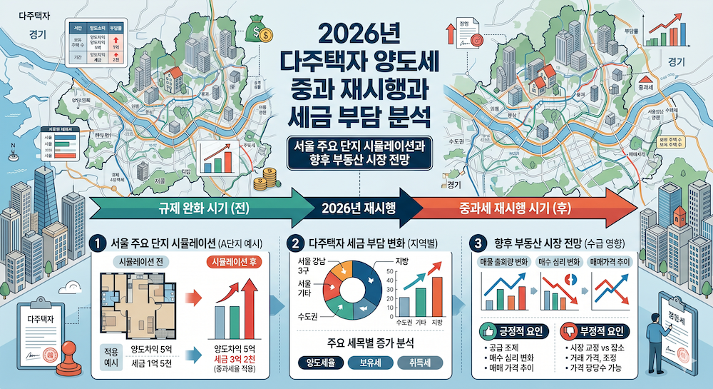 2026년 다주택자 양도세 중과 재시행과 세금 부담 분석