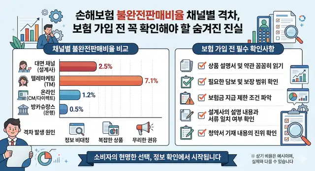 손해보험 불완전판매비율 채널별 격차
