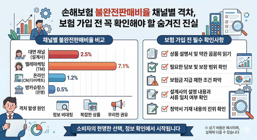 손해보험 불완전판매비율 채널별 격차