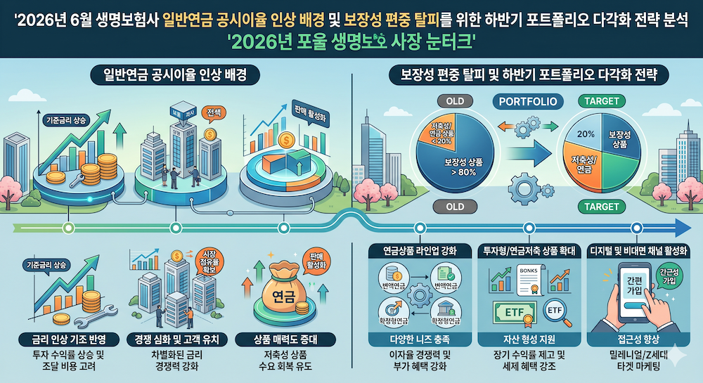 2026년 6월 생명보험사 일반연금 공시이율 인상 배경과 보장성 편중 탈피