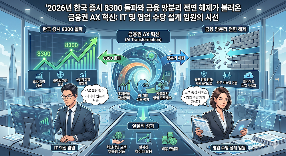 2026년 한국 증시 8300 돌파와 금융 망분리 전면 해제가 불러온 금융권 AX 혁신
