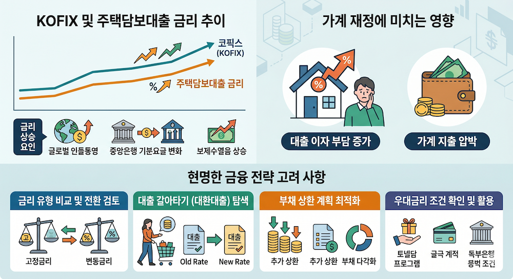 코픽스 상승에 따른 주택담보대출 금리 인상